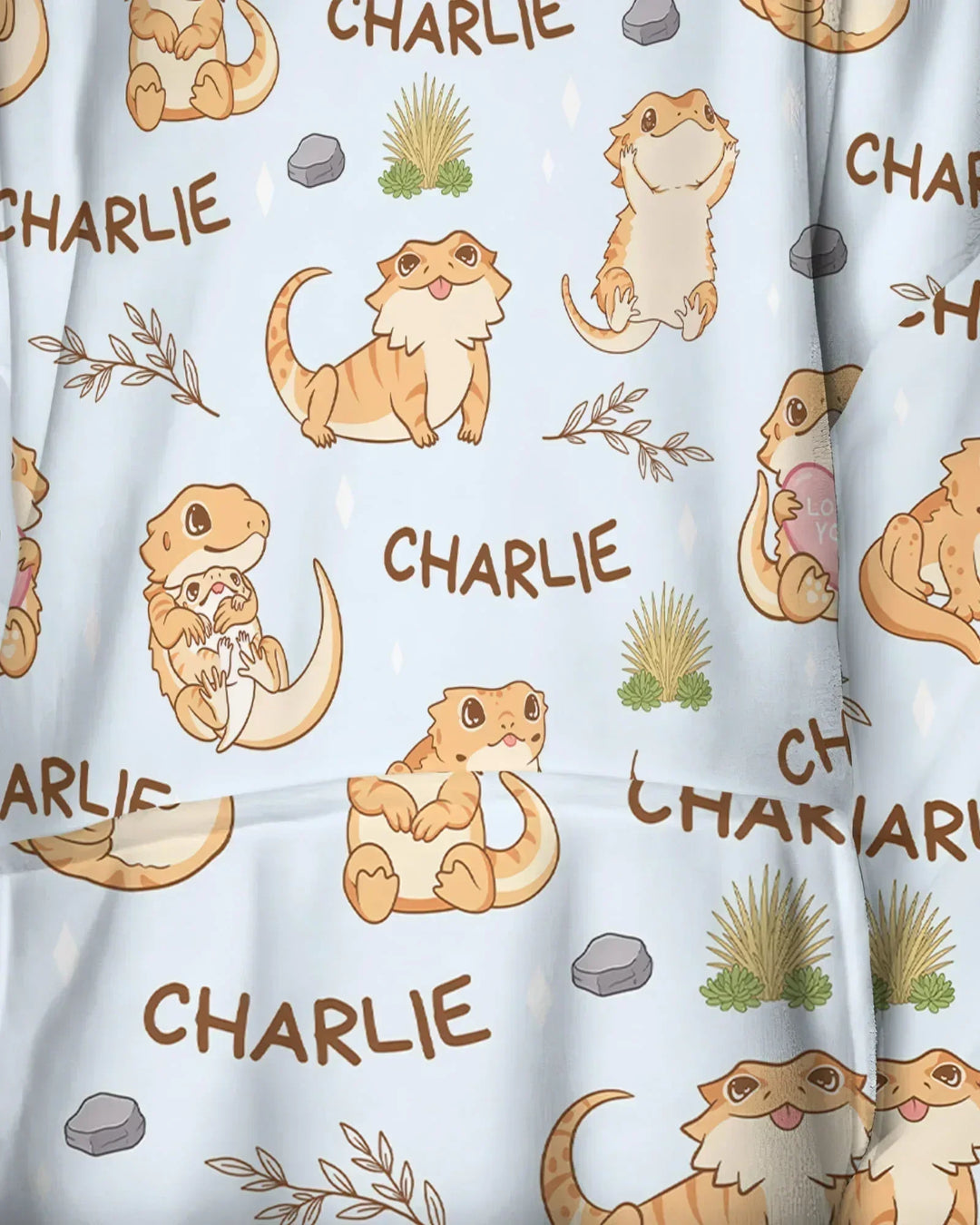 Benutzerdefinierter Name Clueless Beardie Tragbarer Bambus-Decken-Hoodie
