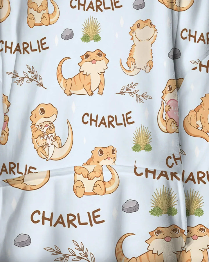 Benutzerdefinierter Name Clueless Beardie Tragbarer Bambus-Decken-Hoodie