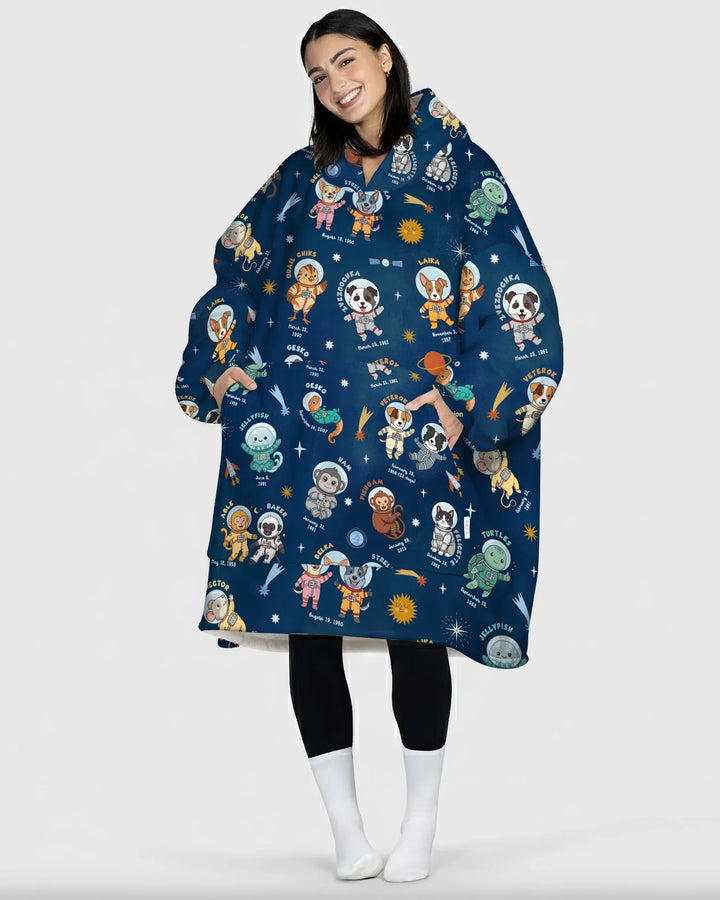 Animal Astronauts Bamboo Blanket Hoodie
