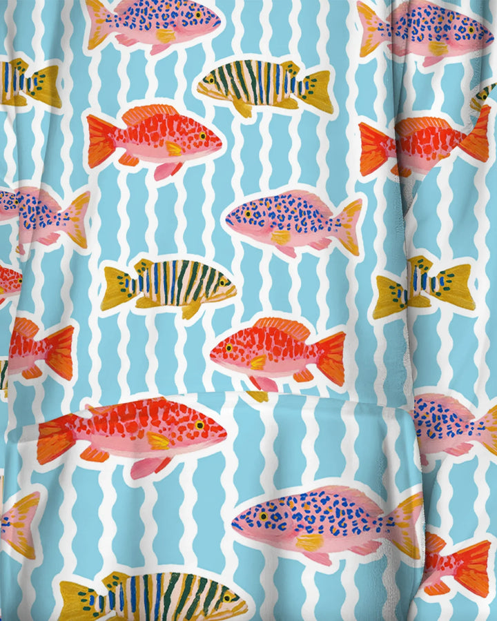 Preppy Fish Crew Wearable Bamboo Blanket Hoodie