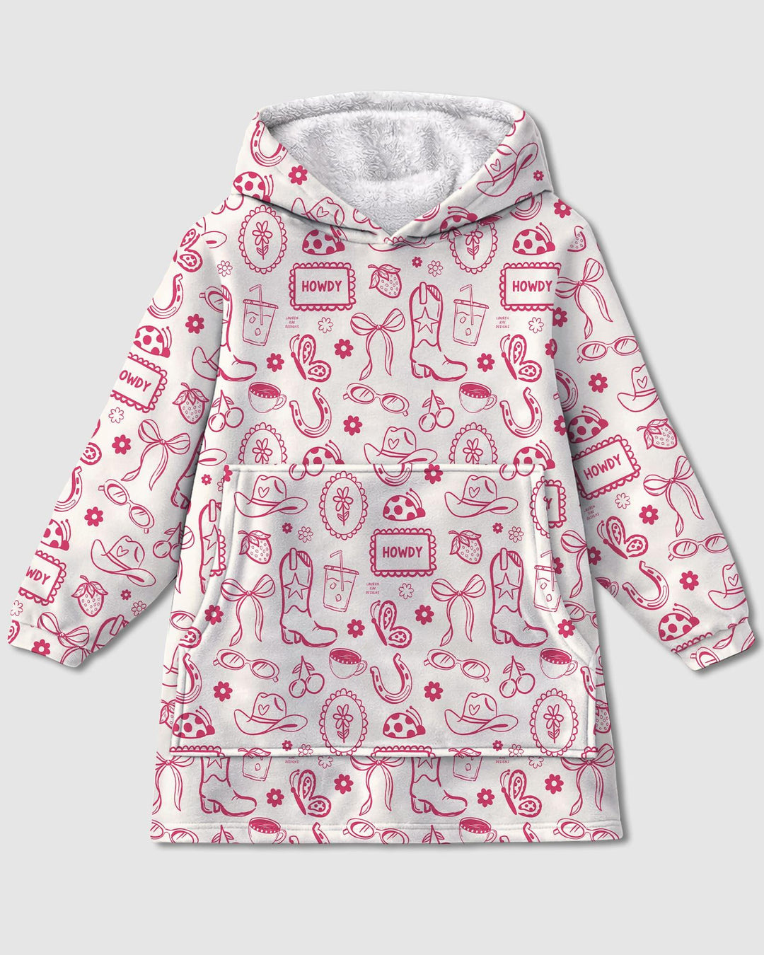 Doodle Wildwest Cowgirl Tragbarer Bambus-Deckenhoodie