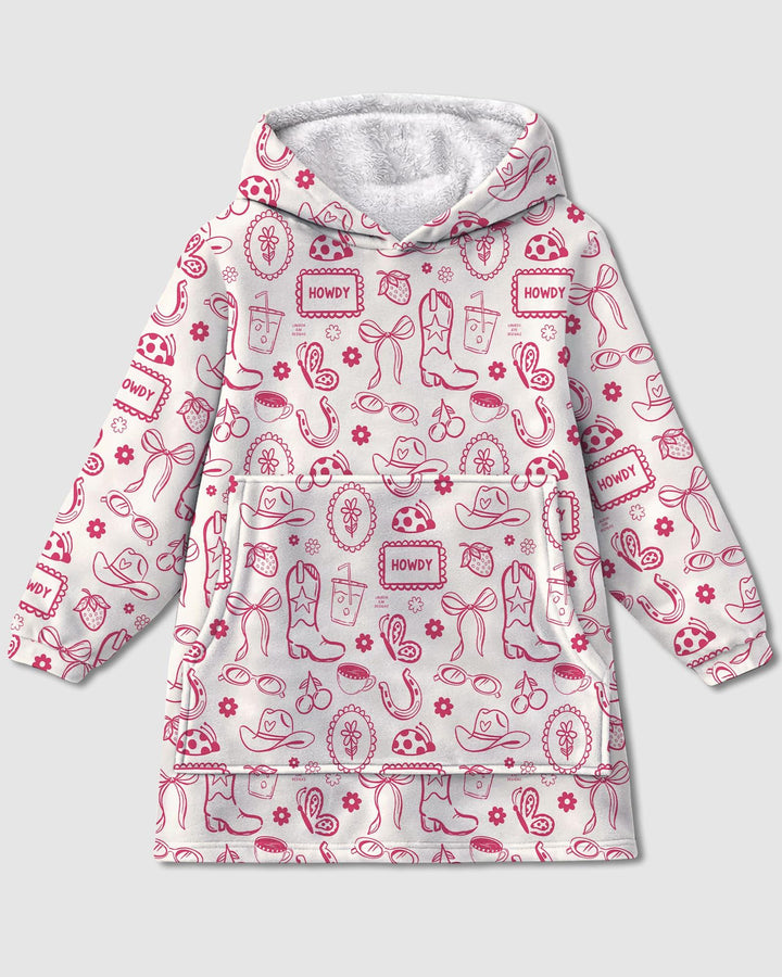 Doodle Wildwest Cowgirl Tragbarer Bambus-Deckenhoodie