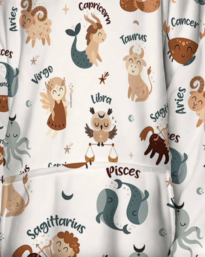 Süße Kinder Horoskop tragbare Bambus-Decken-Hoodie