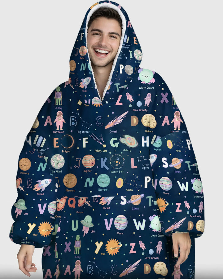 Space Alphabet Bamboo Blanket Hoodie