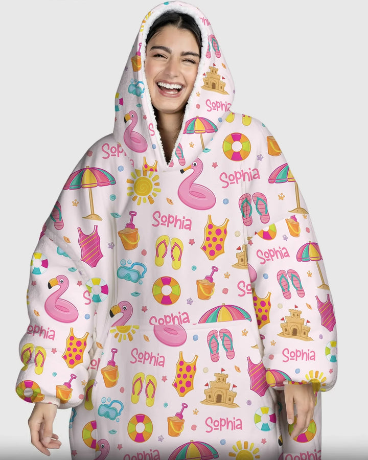 Personalisierte Sommer-Bambus-Decken-Kapuzenjacke „Summer is Fun“