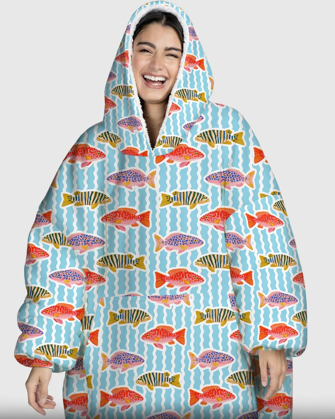 Preppy Fish Crew Wearable Bamboo Blanket Hoodie