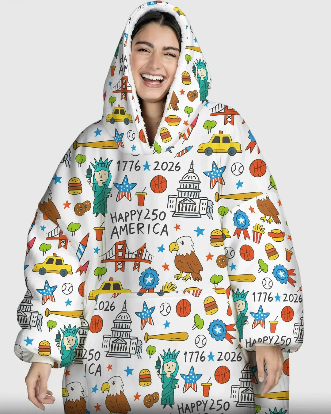 Happy 250 America 7626 Tragbarer Bambus-Decken-Hoodie