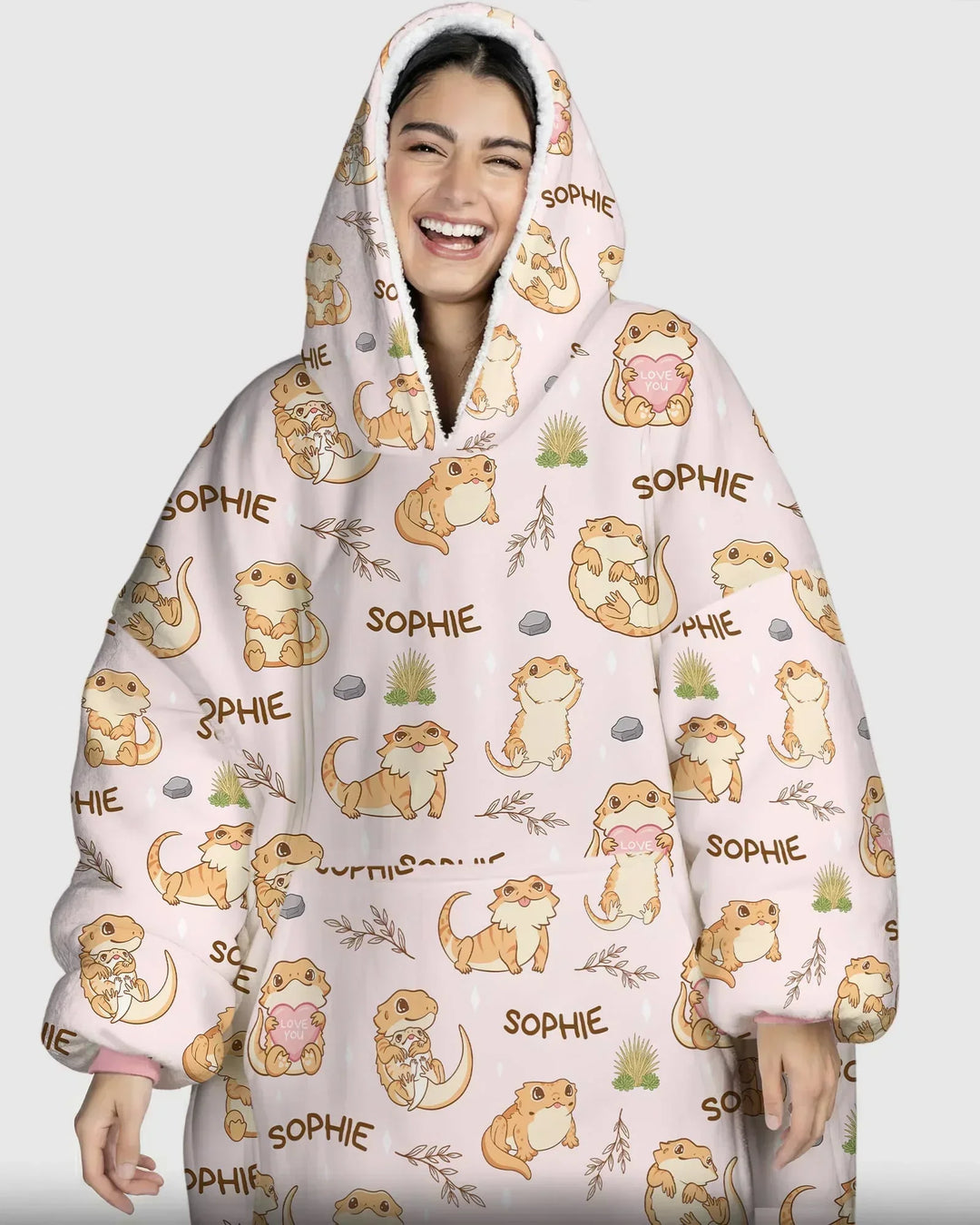 Benutzerdefinierter Name Clueless Beardie Tragbarer Bambus-Decken-Hoodie
