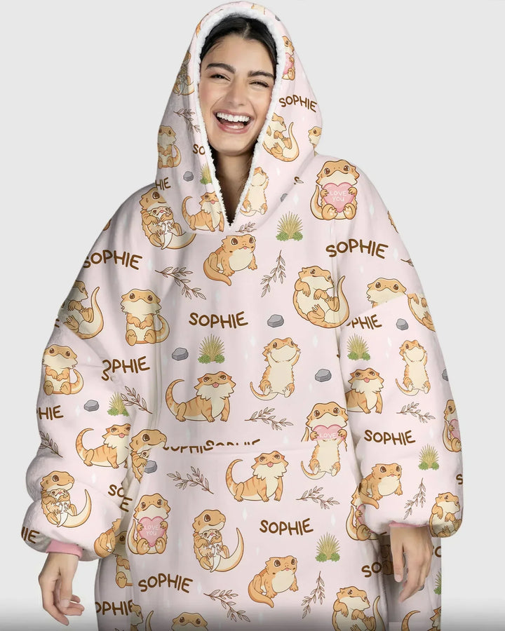 Benutzerdefinierter Name Clueless Beardie Tragbarer Bambus-Decken-Hoodie