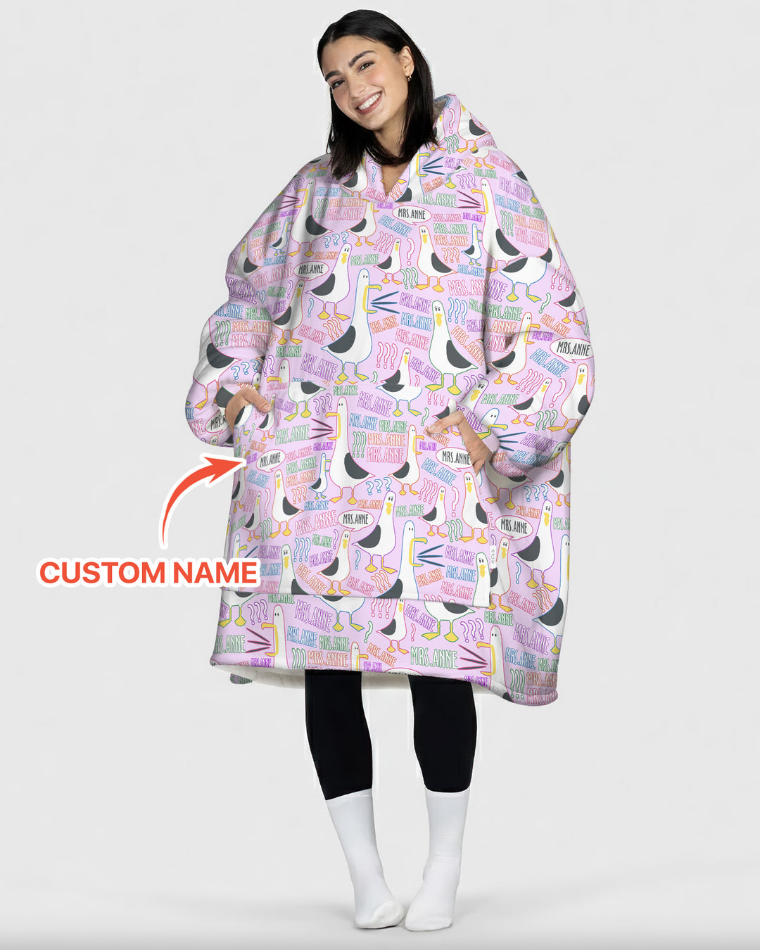 Teacher Teacher Teacher Funny Seagull Bamboo Blanket Hoodie