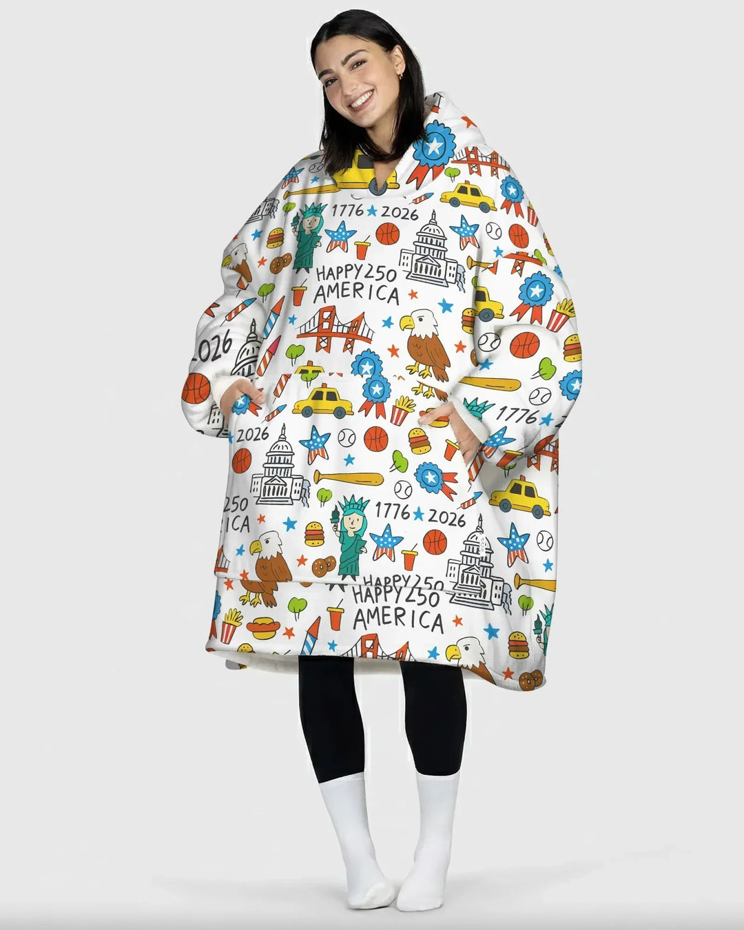 Happy 250 America 7626 Tragbarer Bambus-Decken-Hoodie
