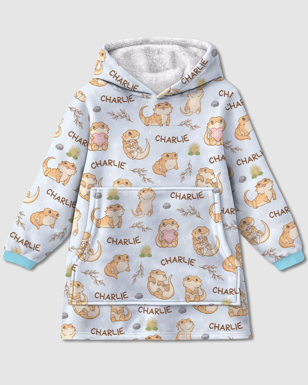 Benutzerdefinierter Name Clueless Beardie Tragbarer Bambus-Decken-Hoodie