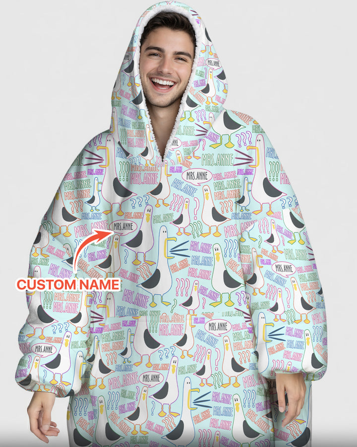 Teacher Teacher Teacher Funny Seagull Bamboo Blanket Hoodie