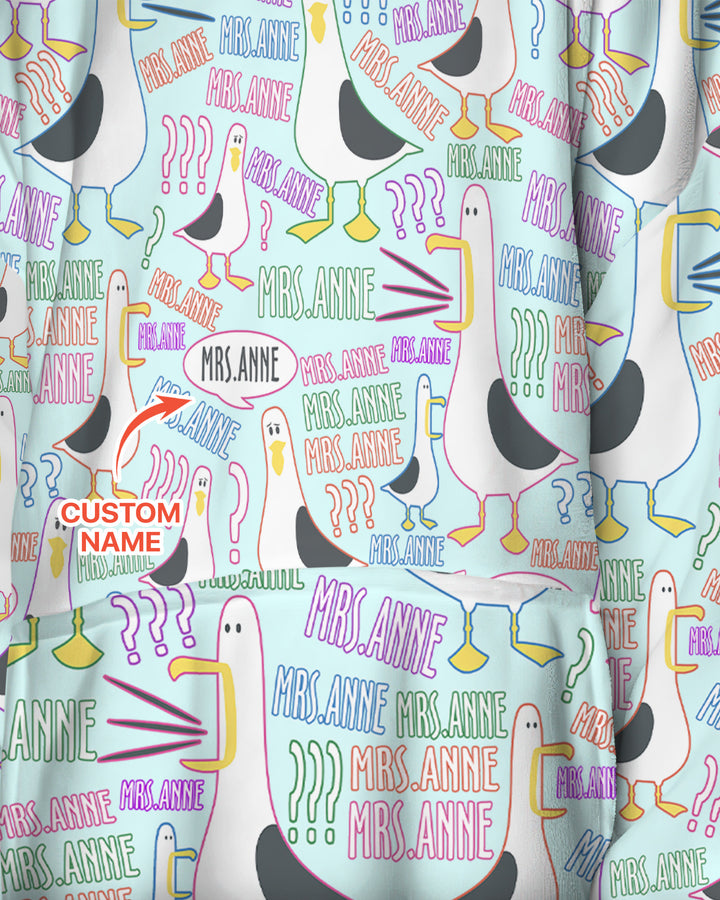 Teacher Teacher Teacher Funny Seagull Bamboo Blanket Hoodie