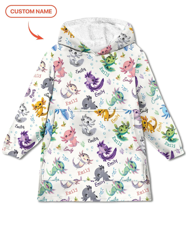 I Love You Axolotl Custom Name Bamboo Blanket Hoodie