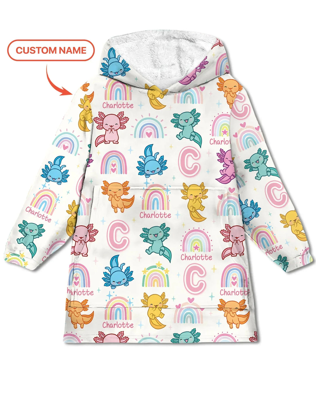 Axololt Custom Name Bamboo Blanket Hoodie
