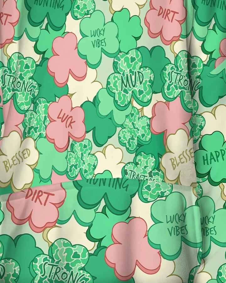 Lucky Vibes Shamrock Tragbare Bambus-Deckenkapuzenjacke