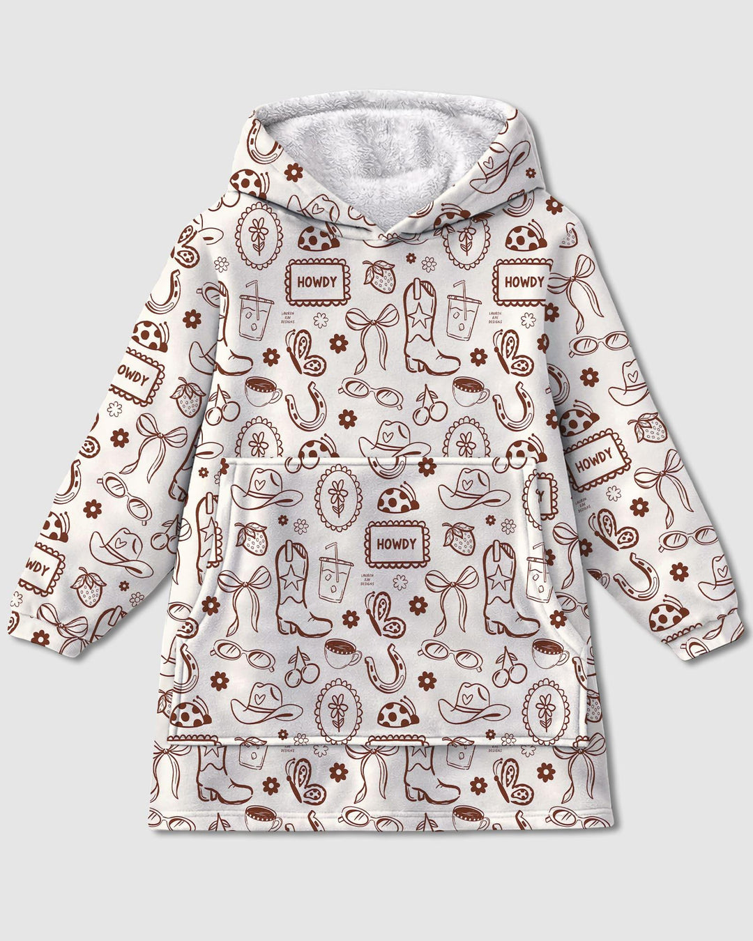 Doodle Wildwest Cowgirl Tragbarer Bambus-Deckenhoodie