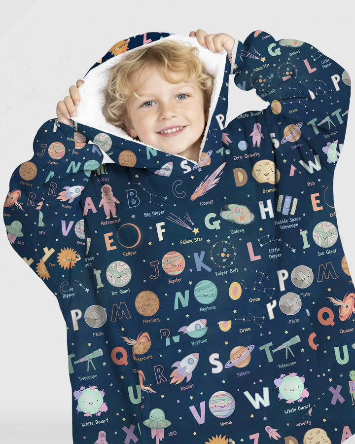 Space Alphabet Bamboo Blanket Hoodie