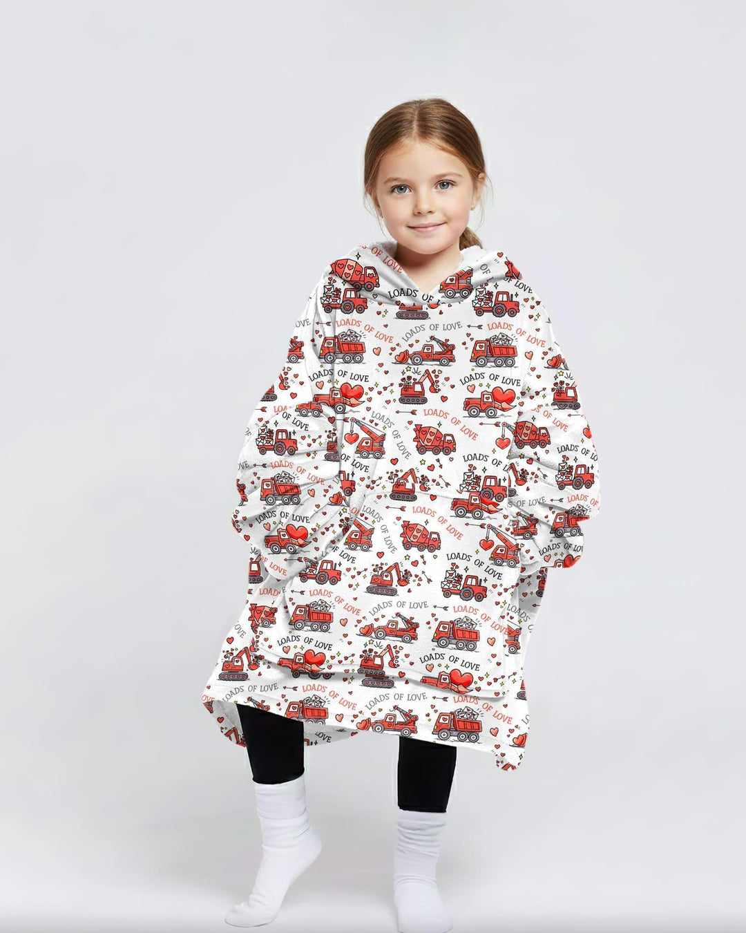 Construction Trucks Loads of Love Wearable Bamboo Blanket Hoodie