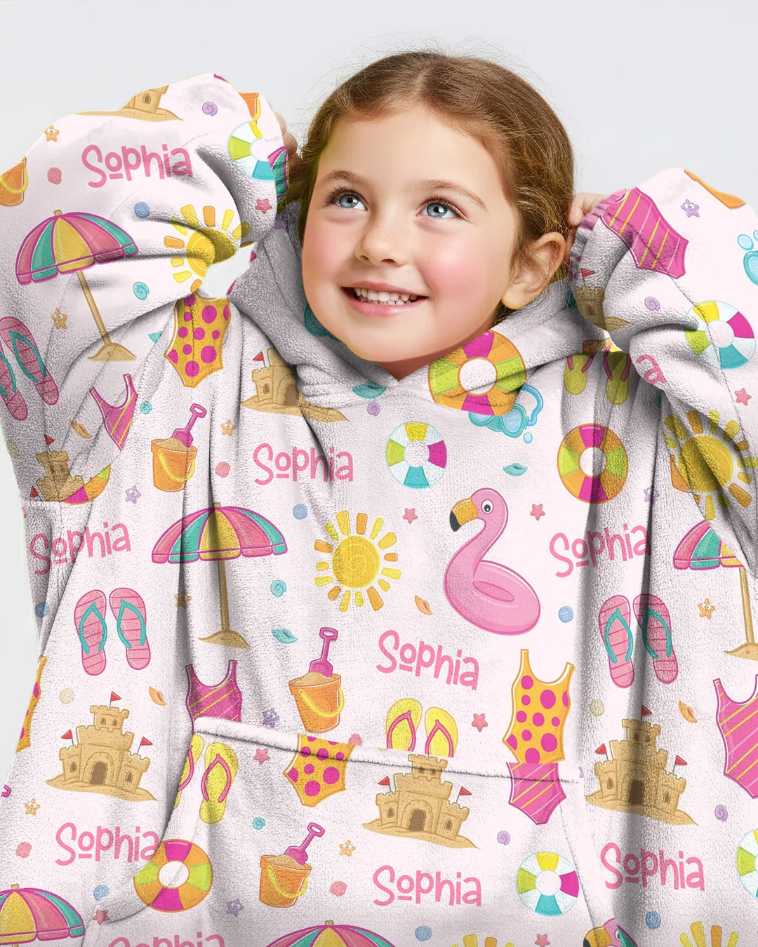 Personalisierte Sommer-Bambus-Decken-Kapuzenjacke „Summer is Fun“