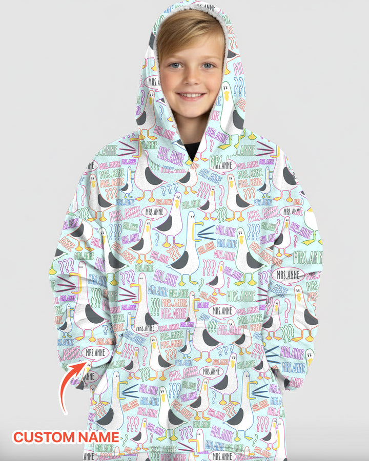 Teacher Teacher Teacher Funny Seagull Bamboo Blanket Hoodie