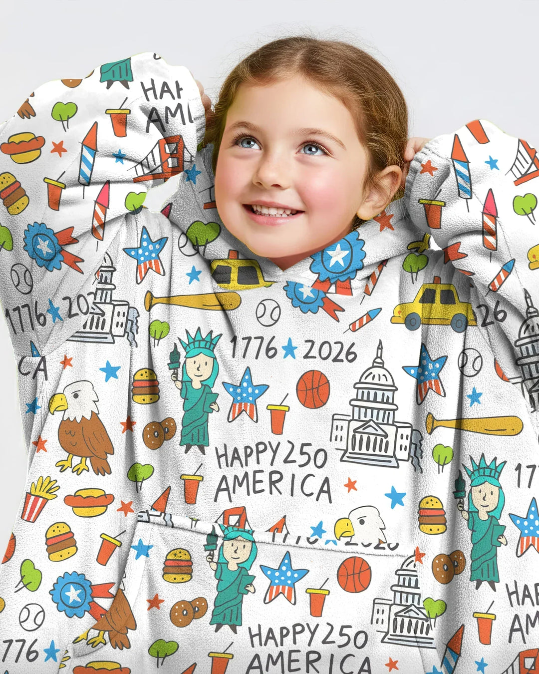 Happy 250 America 7626 Tragbarer Bambus-Decken-Hoodie