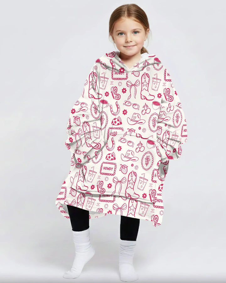 Doodle Wildwest Cowgirl Tragbarer Bambus-Deckenhoodie