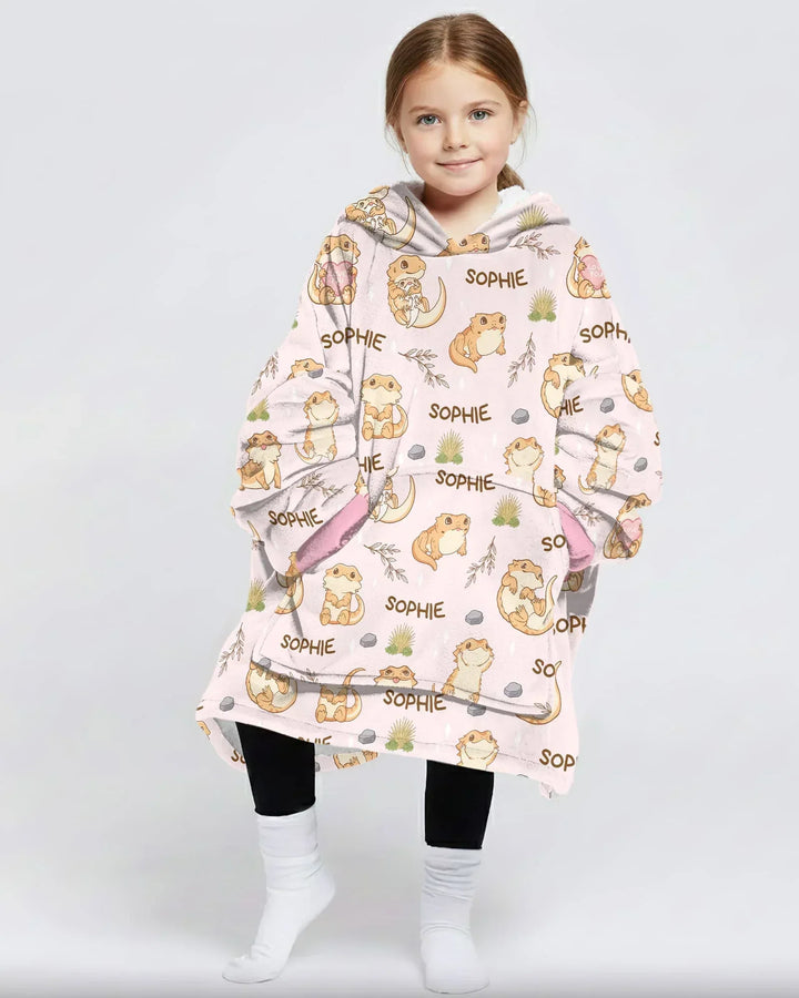 Benutzerdefinierter Name Clueless Beardie Tragbarer Bambus-Decken-Hoodie