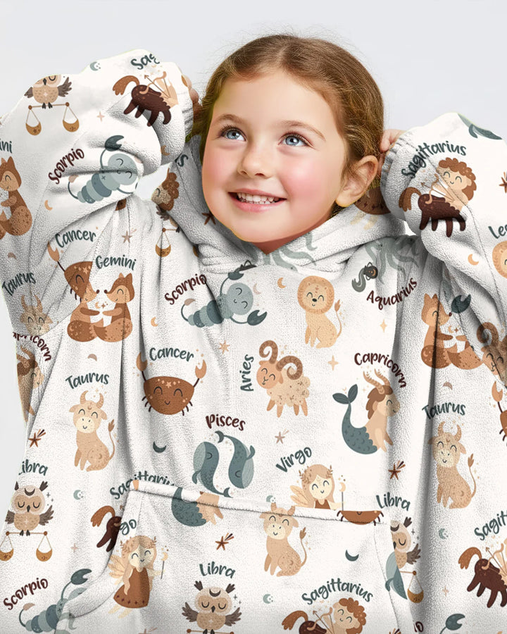 Süße Kinder Horoskop tragbare Bambus-Decken-Hoodie