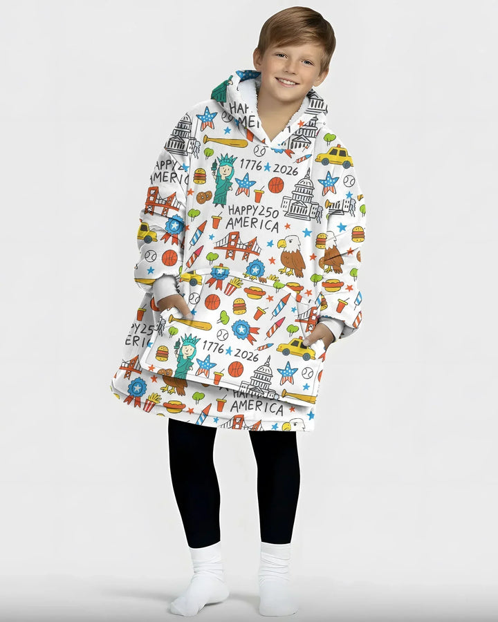 Happy 250 America 7626 Tragbarer Bambus-Decken-Hoodie