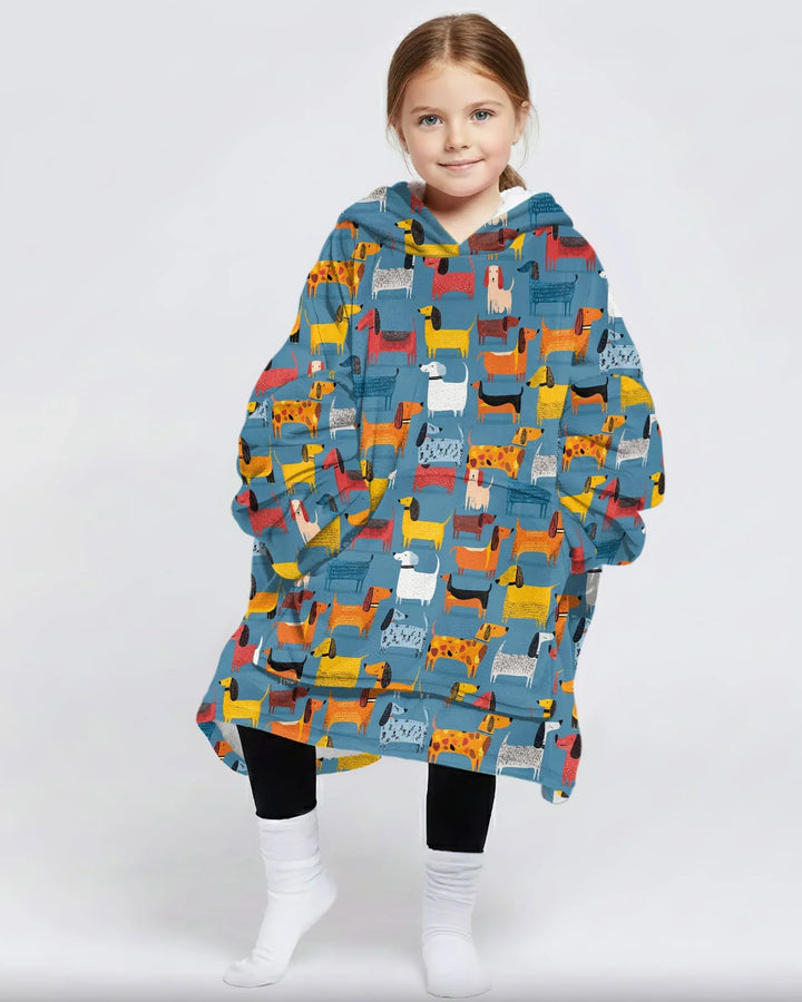 Verspielter Dackel tragbarer Bambus-Deckenhoodie