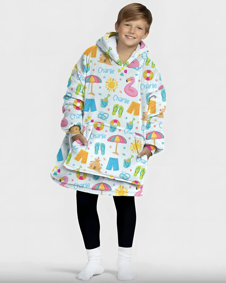 Personalisierte Sommer-Bambus-Decken-Kapuzenjacke „Summer is Fun“