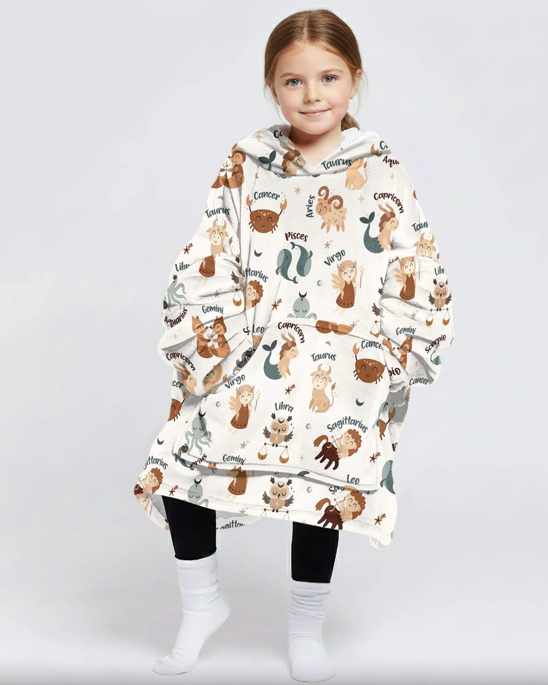 Süße Kinder Horoskop tragbare Bambus-Decken-Hoodie