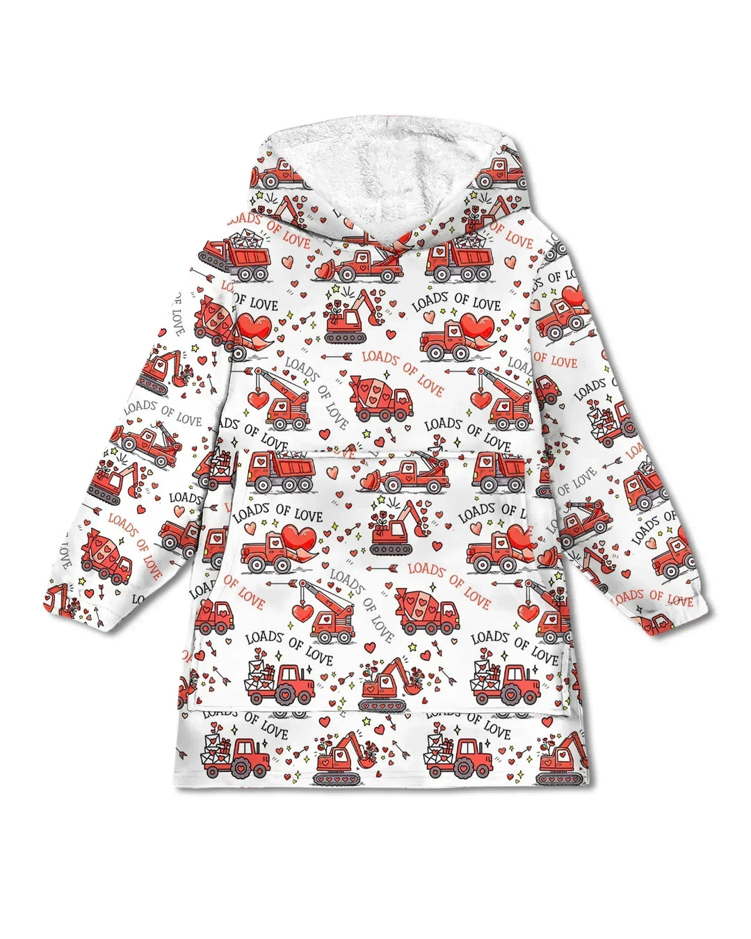 Construction Trucks Loads of Love Wearable Bamboo Blanket Hoodie