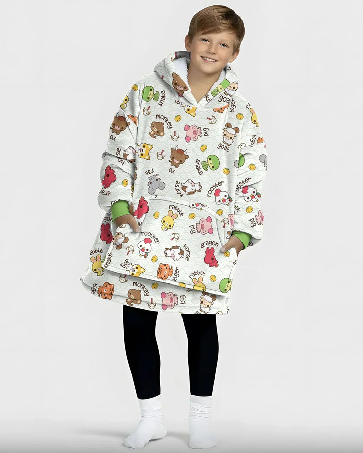 Kawaii Tierkreis tragbare Bambus-Decken-Kapuzenjacke