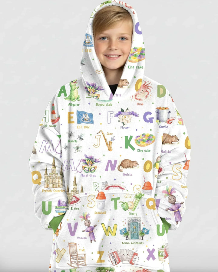 Alphabet of Louisiana Tragbare Bambus-Decken-Kapuzenjacke