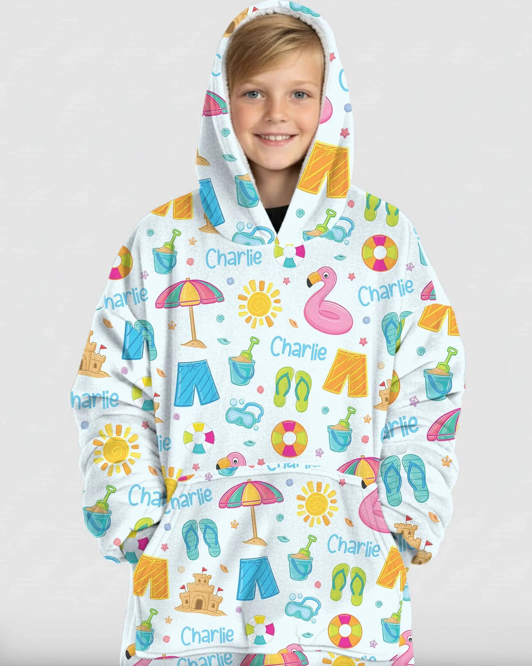 Personalisierte Sommer-Bambus-Decken-Kapuzenjacke „Summer is Fun“