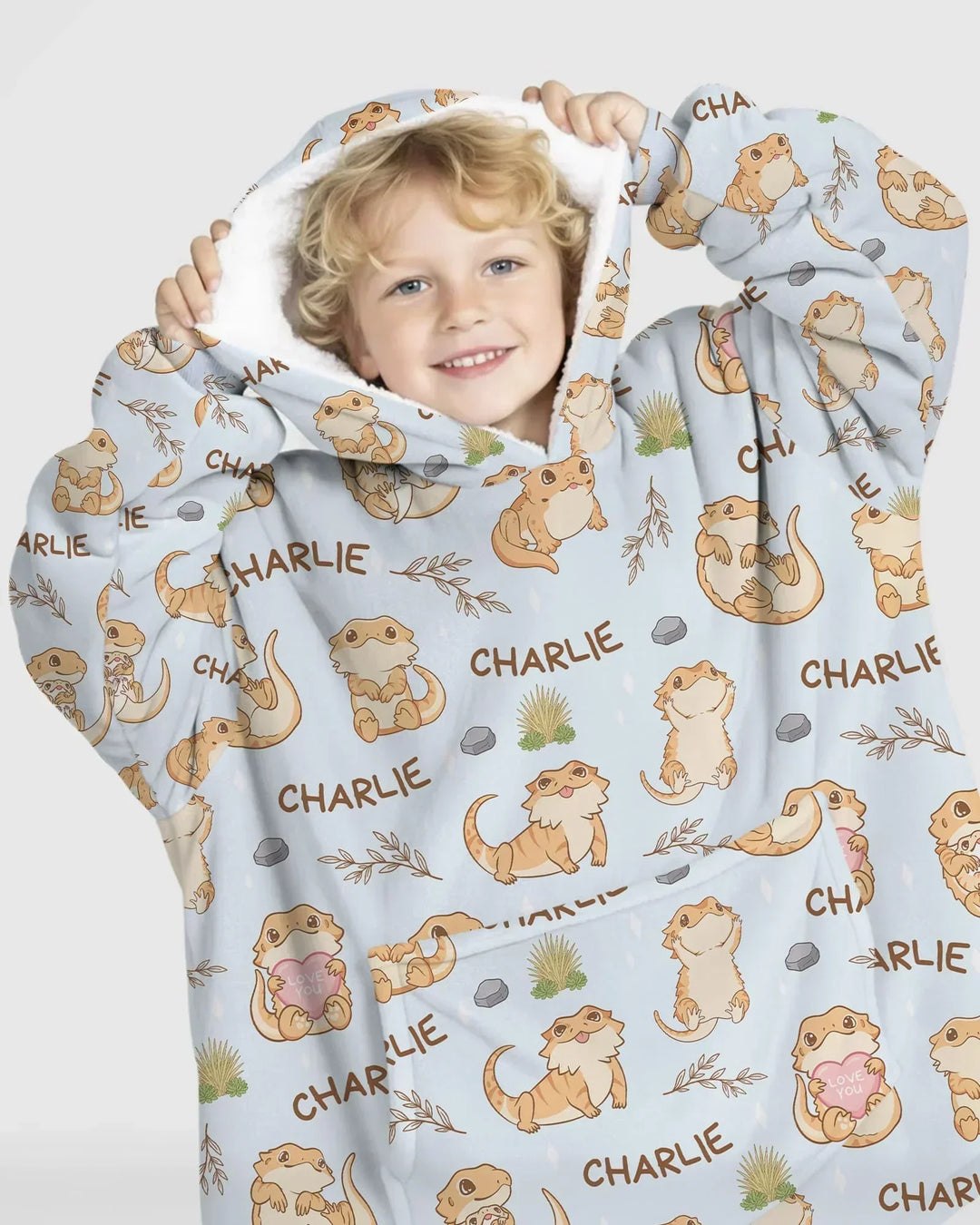Benutzerdefinierter Name Clueless Beardie Tragbarer Bambus-Decken-Hoodie