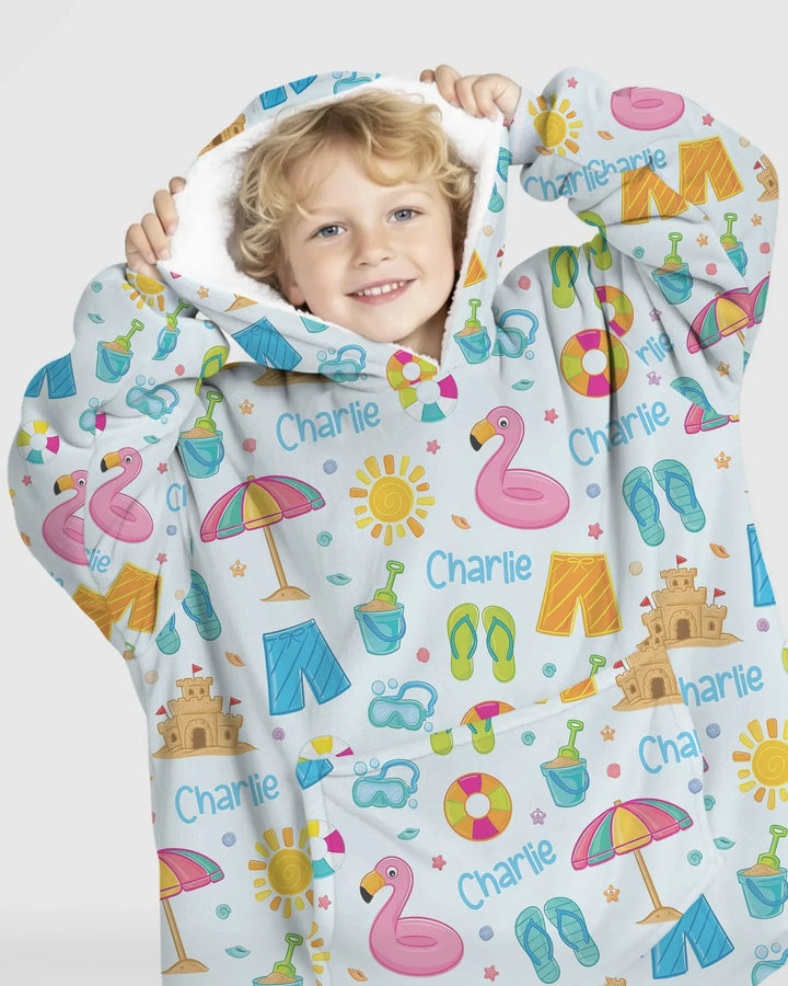 Personalisierte Sommer-Bambus-Decken-Kapuzenjacke „Summer is Fun“