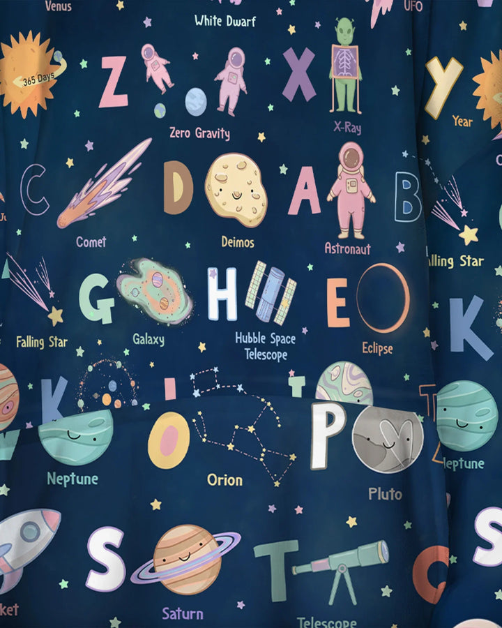 Space Alphabet Bamboo Blanket Hoodie