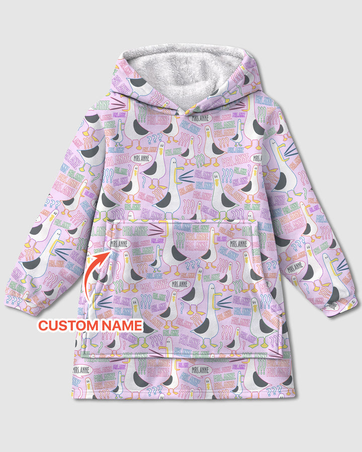 Teacher Teacher Teacher Funny Seagull Bamboo Blanket Hoodie