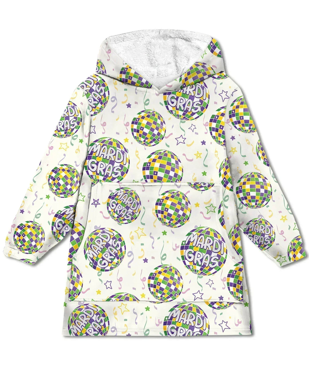 Mardi Gras Discokugel Tragbarer Bambus-Deckenhoodie