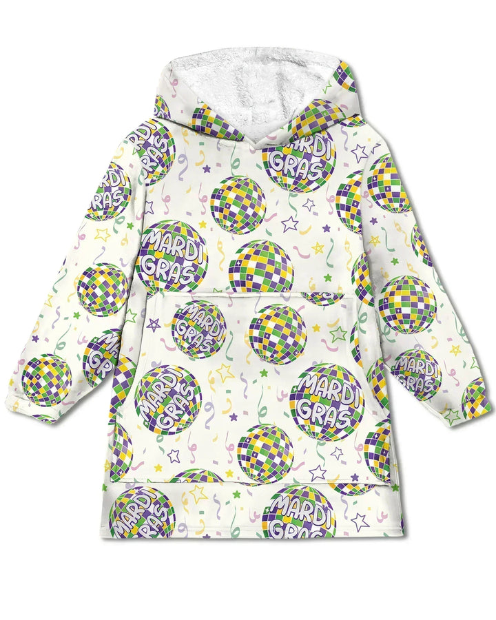 Mardi Gras Discokugel Tragbarer Bambus-Deckenhoodie