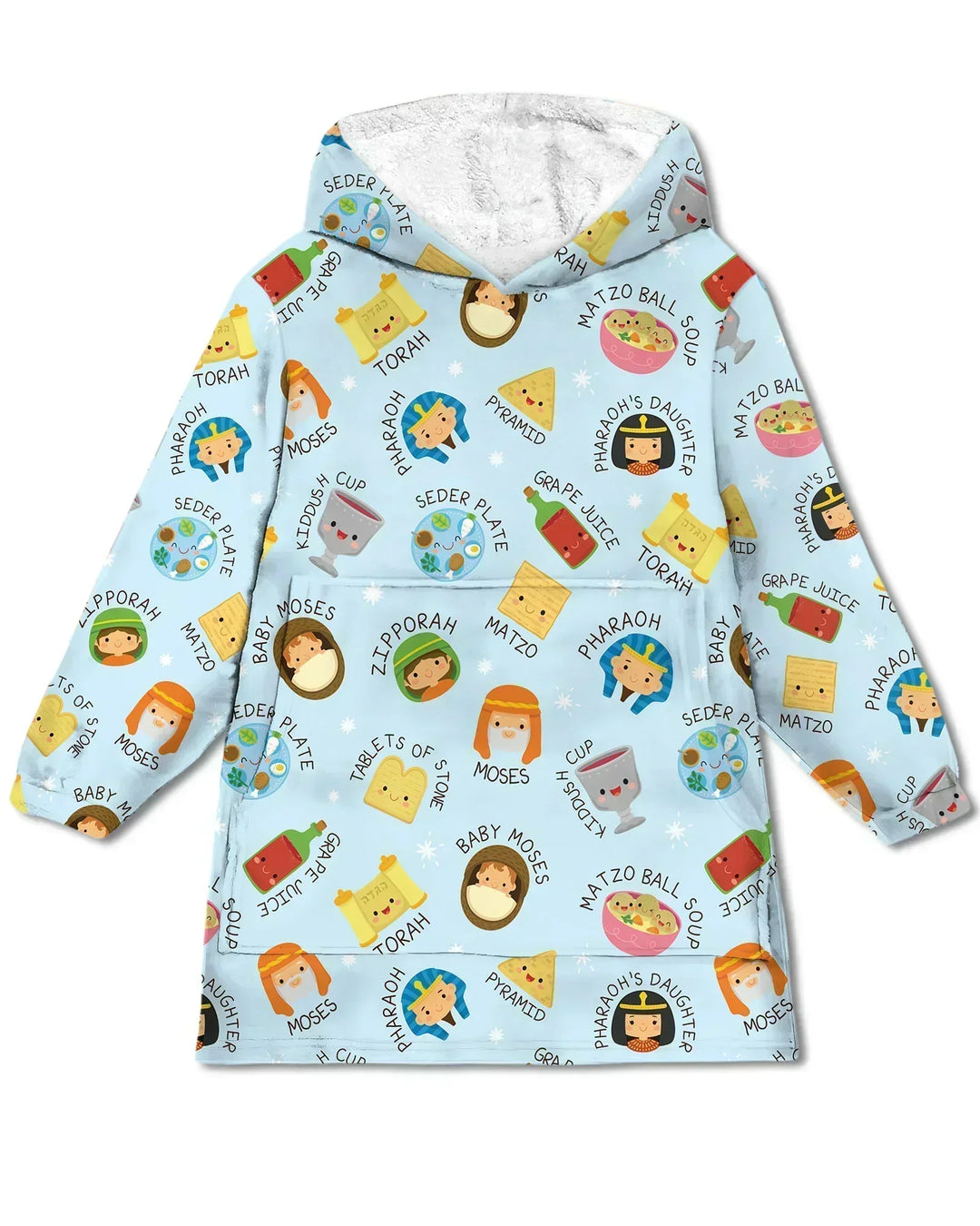 Cute Passover Characters Wearable Bamboo Blanket Hoodie
