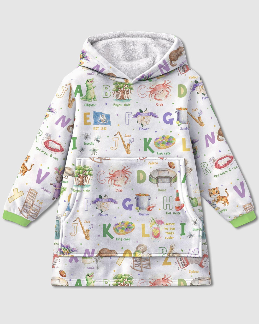 Alphabet of Louisiana Tragbare Bambus-Decken-Kapuzenjacke