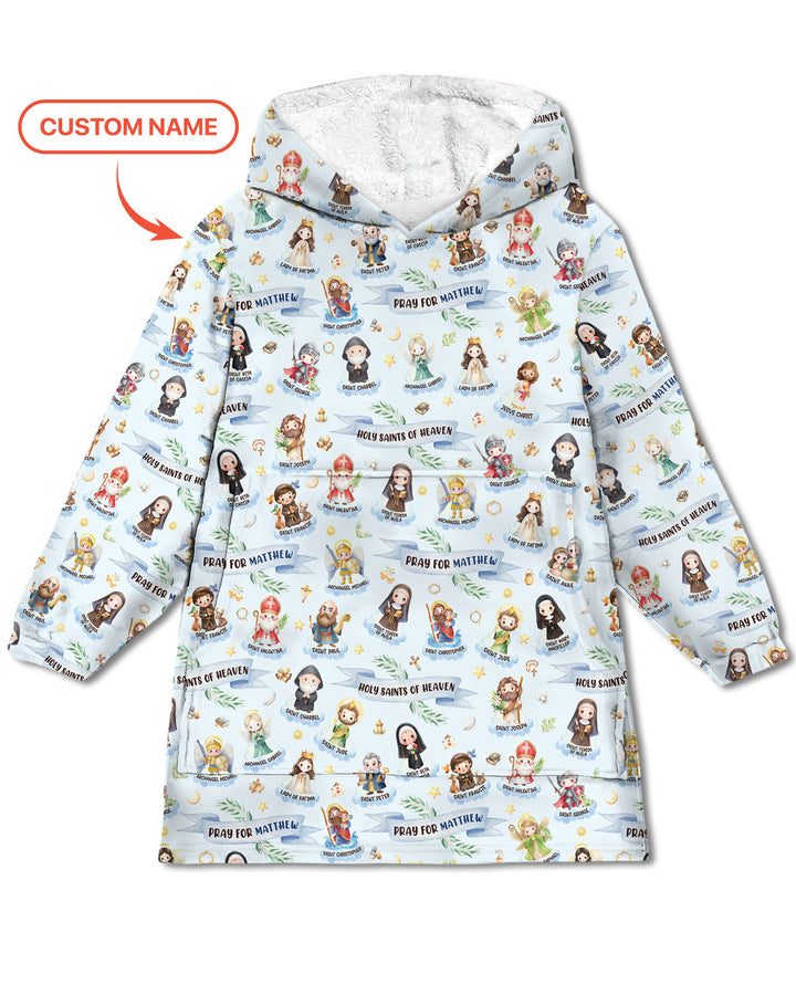Holy Saints of Heaven Custom Name Bamboo Blanket Hoodie