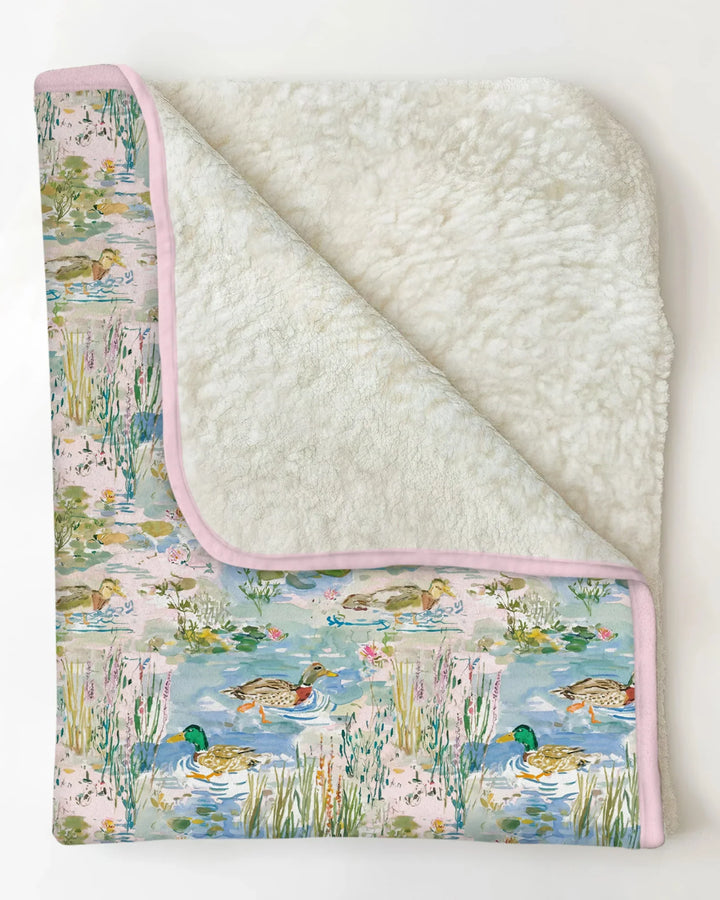 Watercolor Mallard Duck Bamboo Blanket
