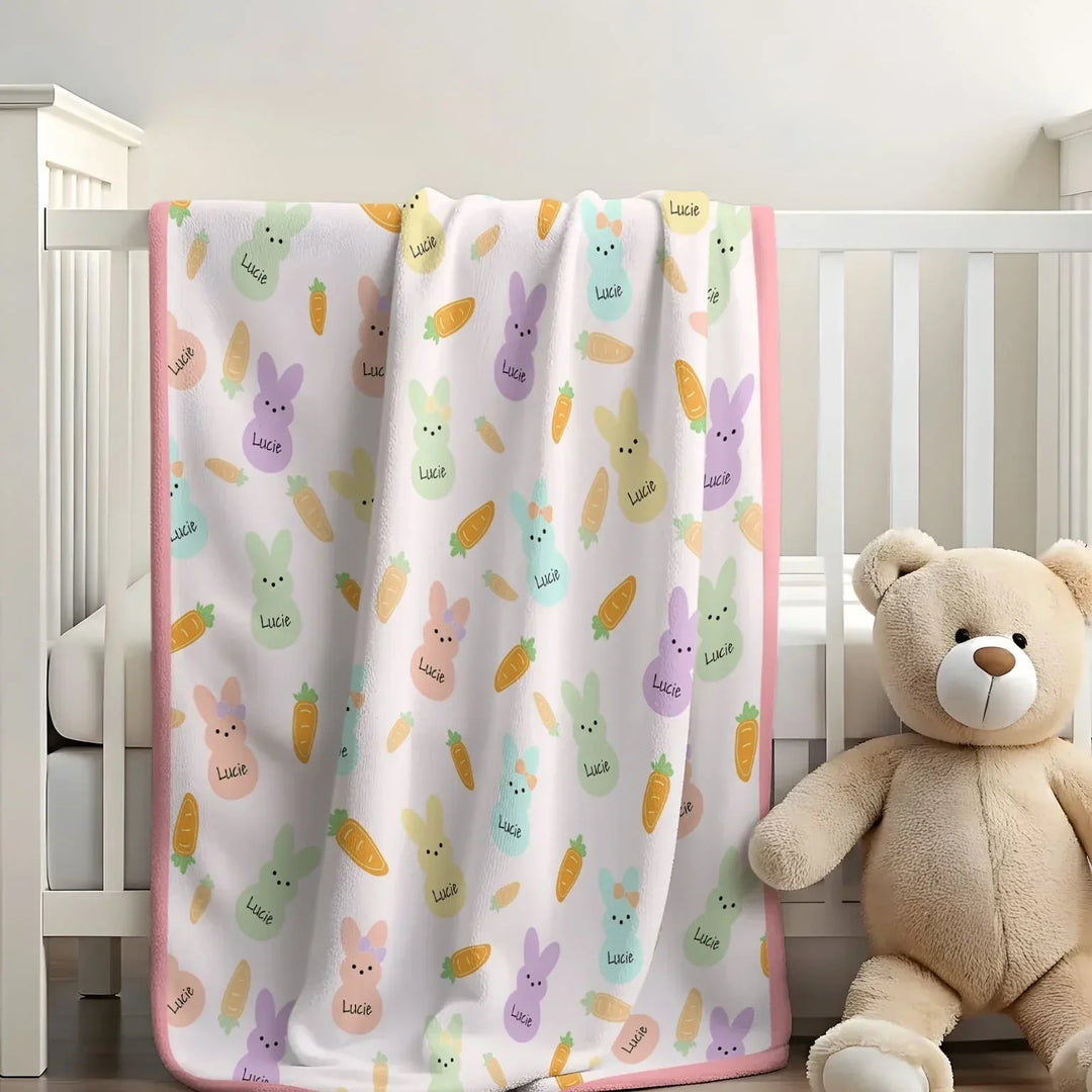 Custom Name Easter Bunny Bamboo Blanket