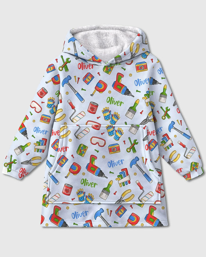 Personalisierte Name Papa & Ich Reparatur-Crew Bambus Decken-Hoodie